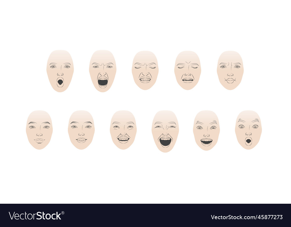 Faces expressions with different mood