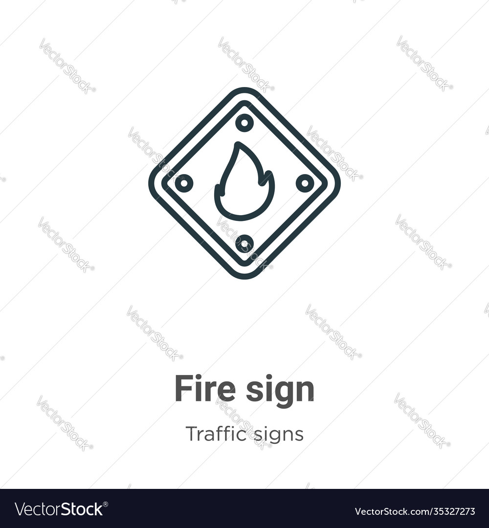 Fire sign outline icon thin line black