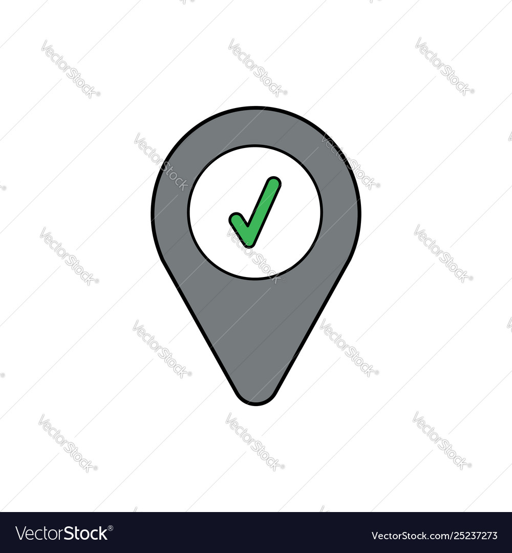 Icon Konzept Prüfzeichen innerhalb Kartenzeiger vector image Icon Konzept Prüfzeichen innerhalb Kartenzeiger