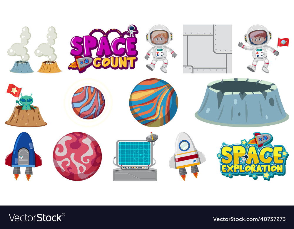 Isolated fantasy space game objects and elements