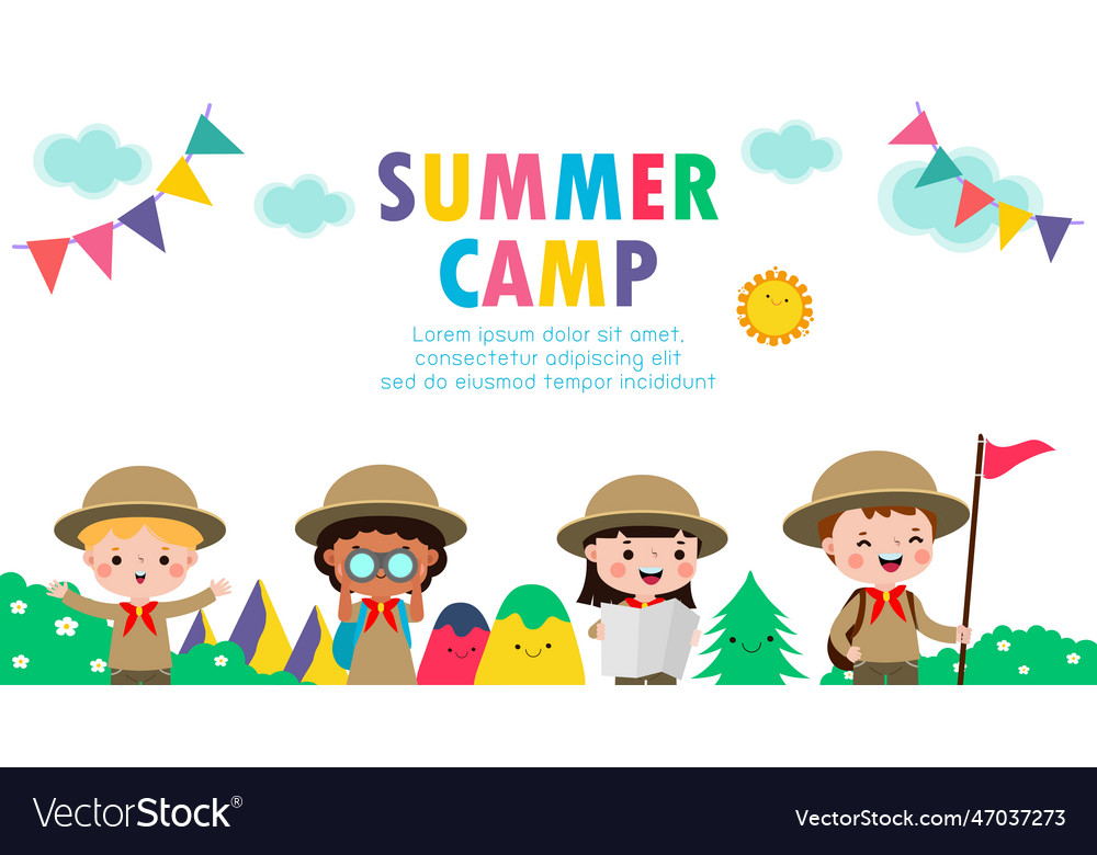 Kids Summer Camp Background Education Banner Vector Image