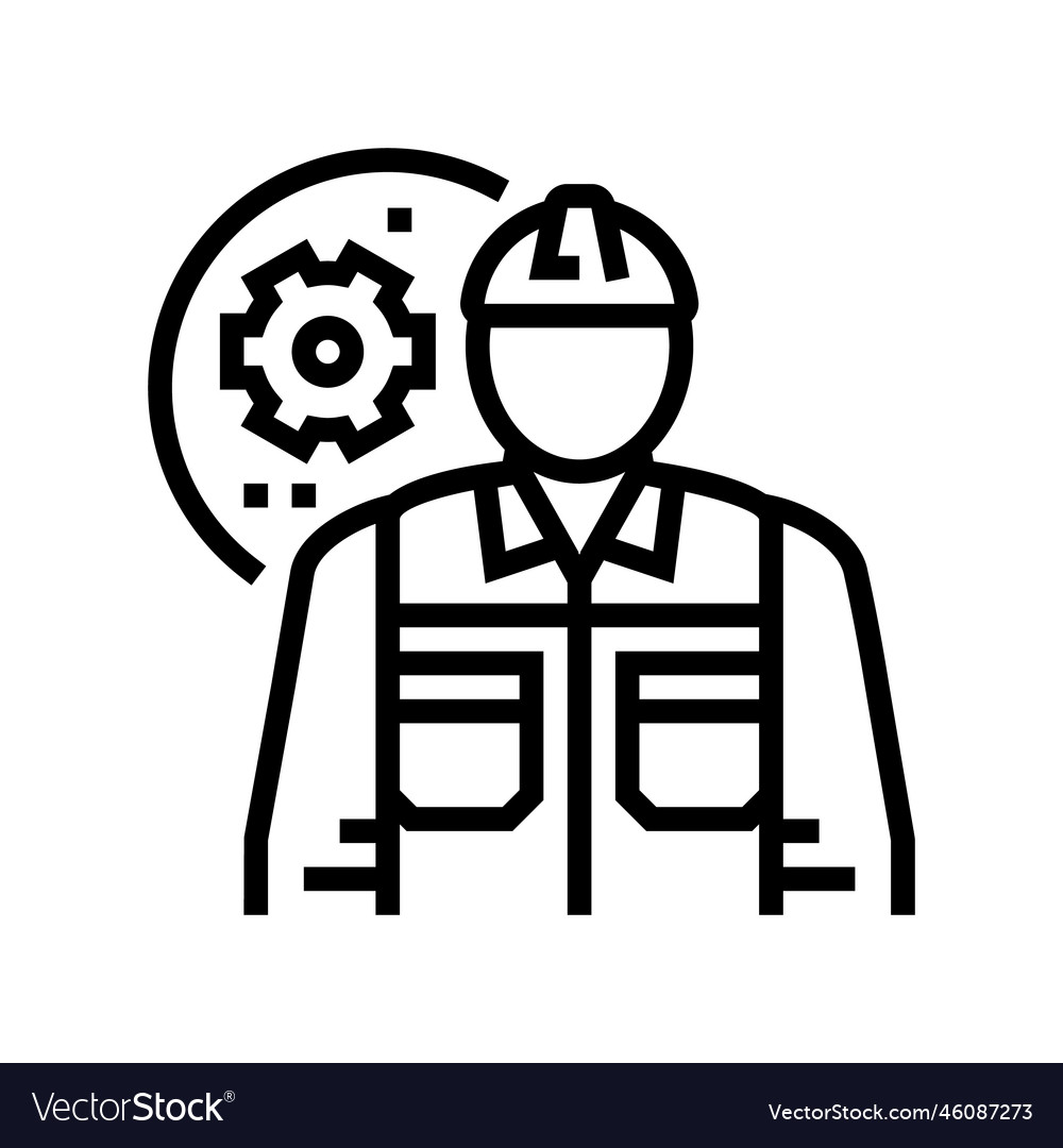 Mechanical engineer worker line icon vector image Mechanical engineer worker line icon