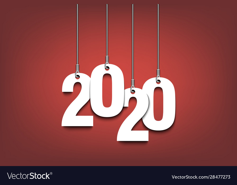 New year number 2020 hanging on strings