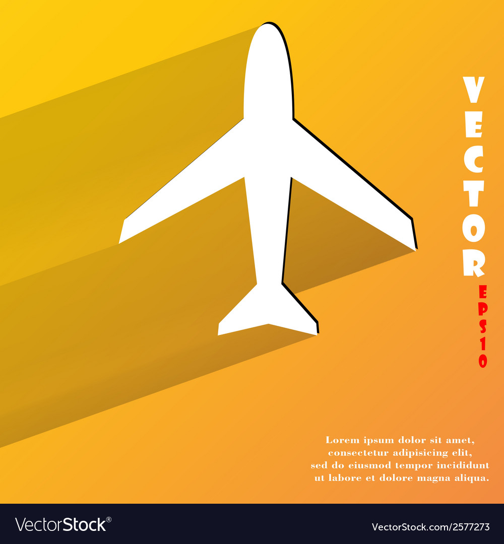 Plane flat modern web button with long shadow