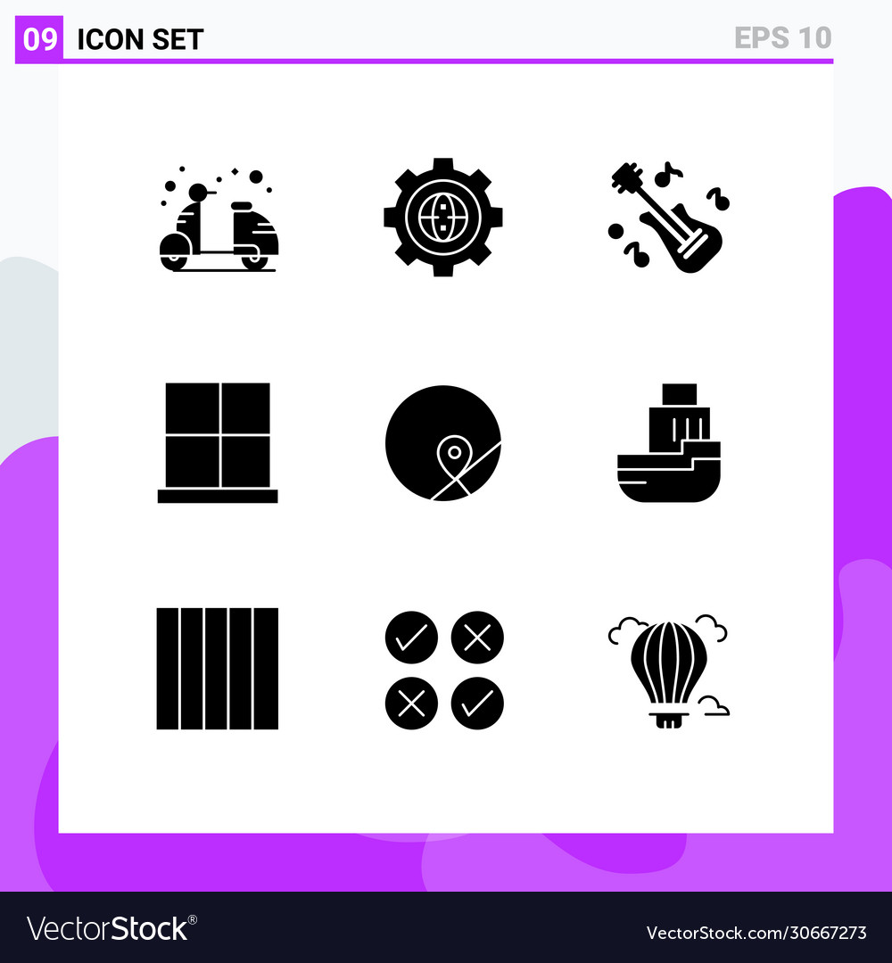 Set 9 commercial solid glyphs pack for home