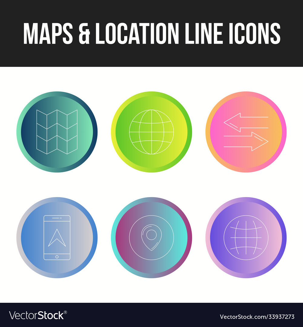 Unique set maps location 6 line icons