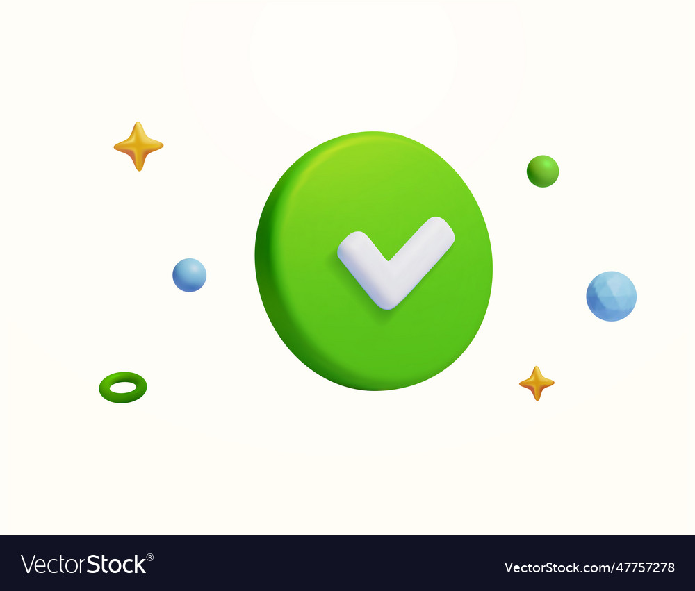 3d green check mark in circle minimal style vector image 3d green check mark in circle minimal style