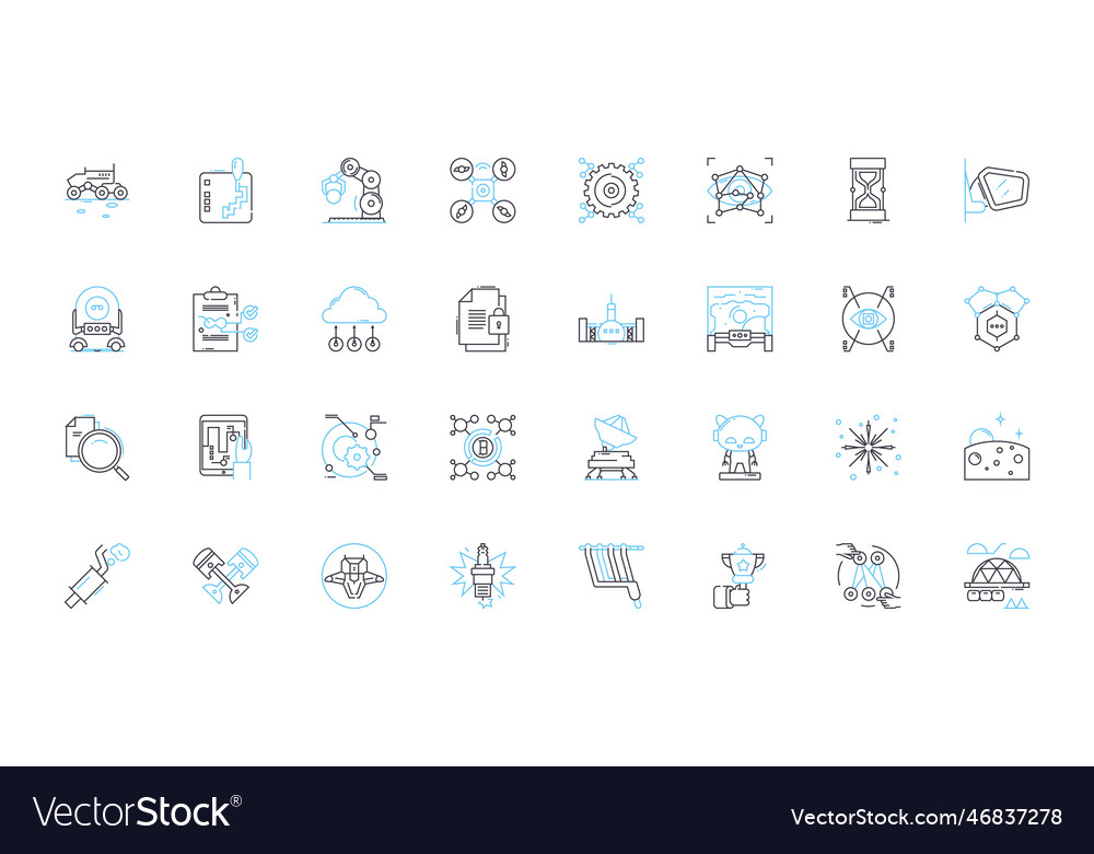 Artificial intelligence - ai linear icons set vector image Artificial intelligence - ai linear icons set