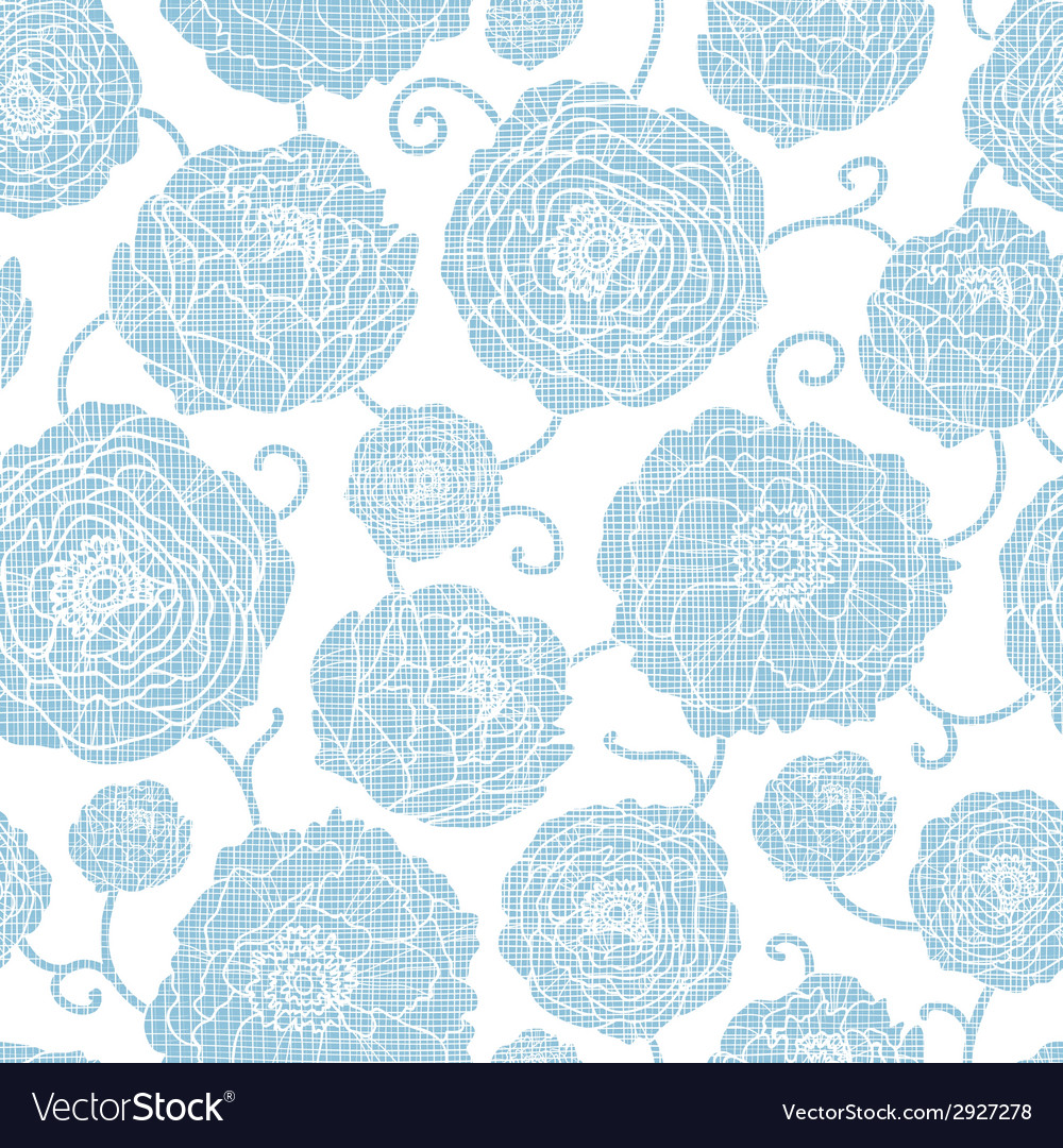 Blue textile peony flowers seamless pattern