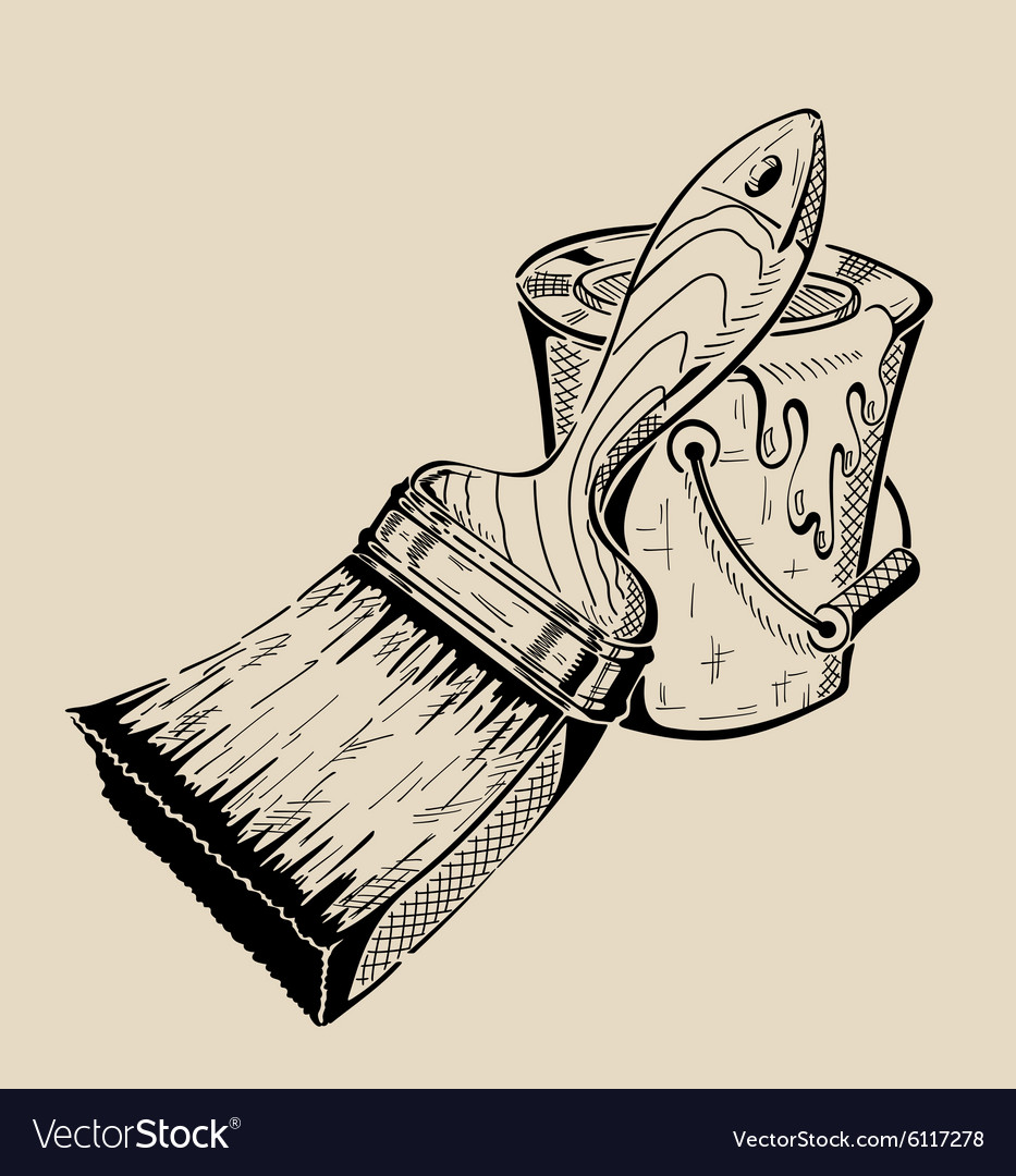 Brush and bucket paint a tool for painting Vector Image
