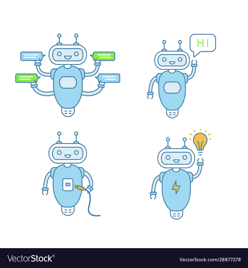 Chatbots color icons set