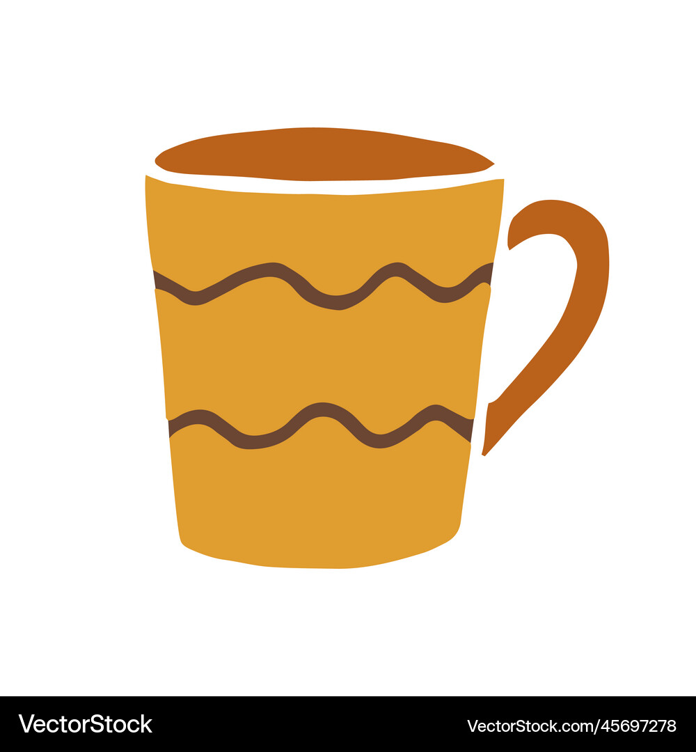 Hand drawn cup mug in doodle cartoon style Vector Image