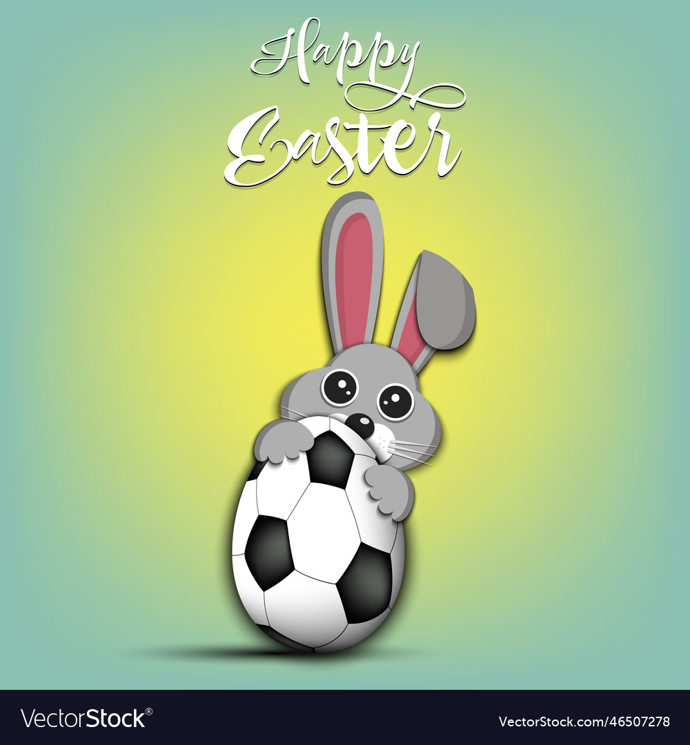 Happy easter rabbit with egg shaped soccer ball Vector Image