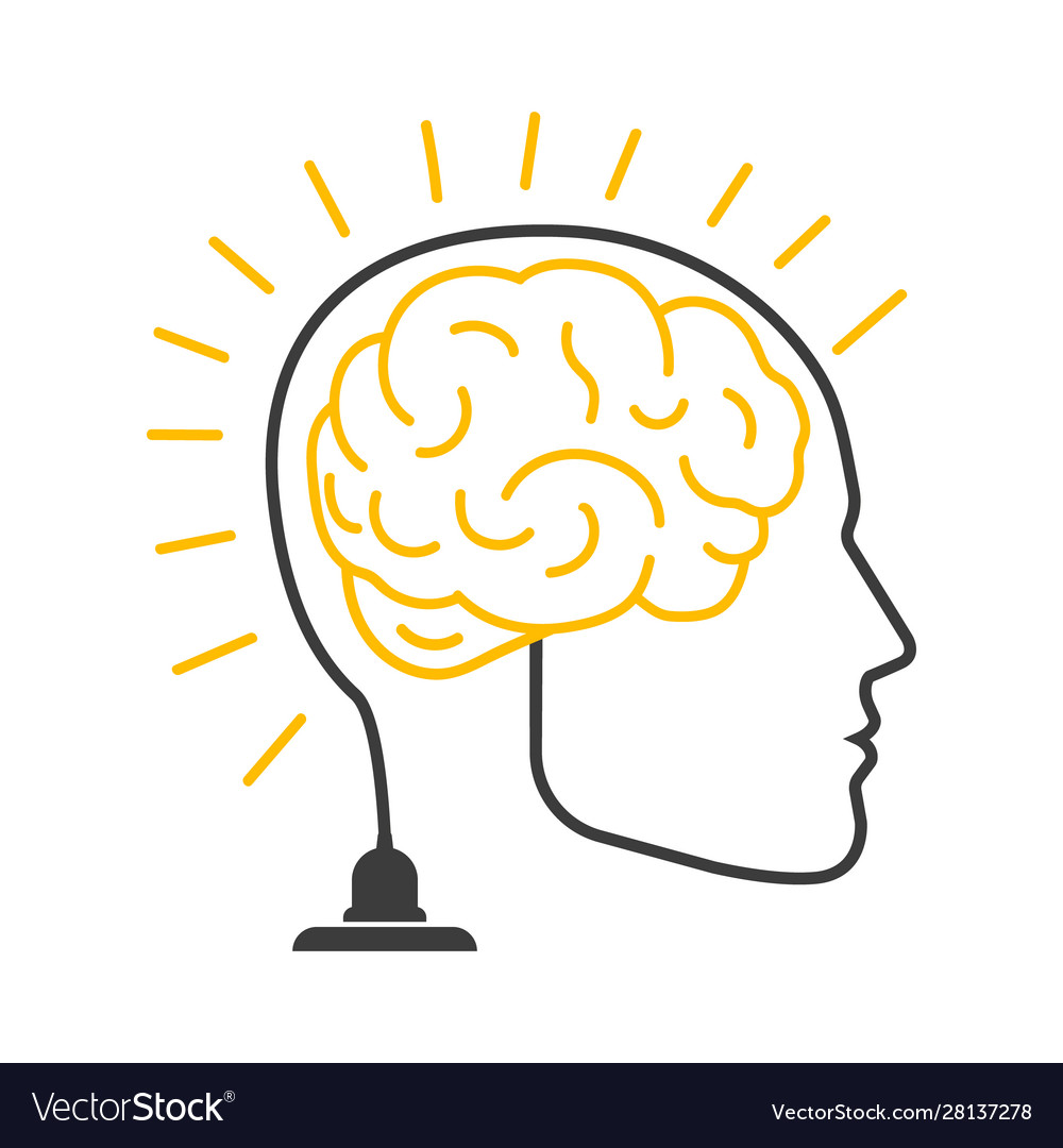 Head with a brain from socket creative idea vector image Head with a brain from socket creative idea
