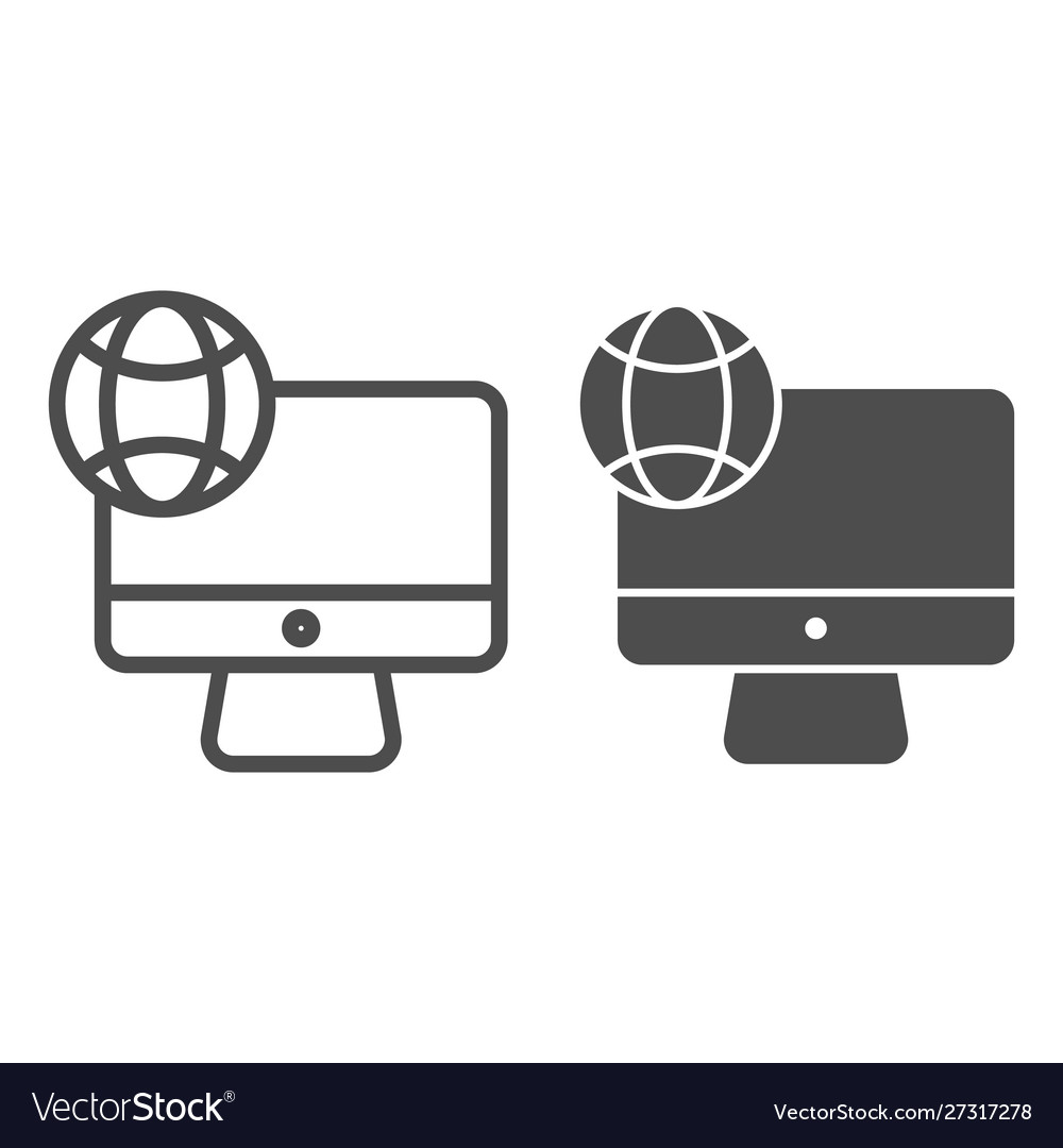 Internet on desktop line and glyph icon computer Vector Image Internet on desktop line and glyph icon computer