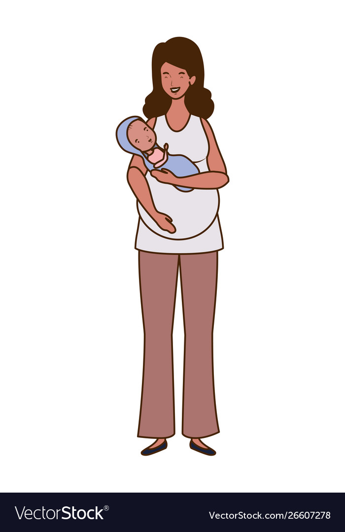 Isolated mother with baby design