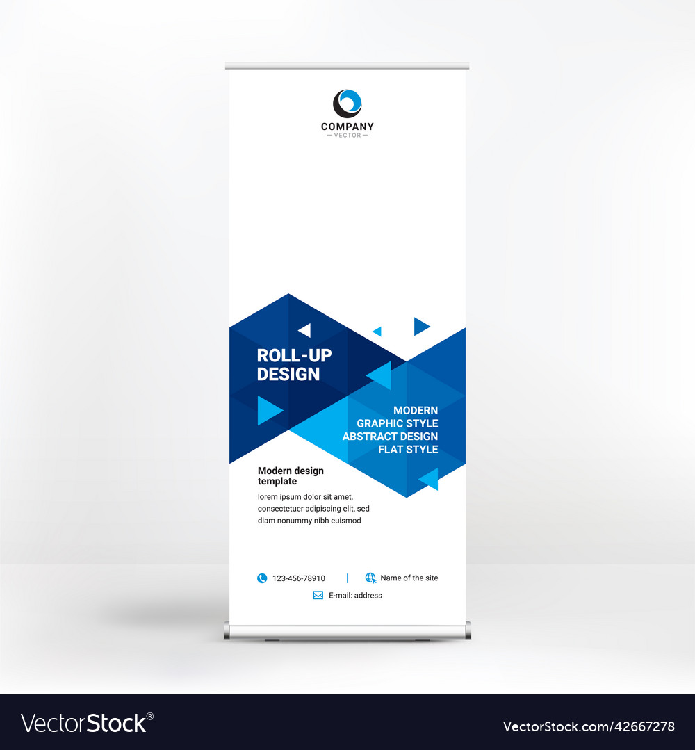 Roll-up design geometric blue background