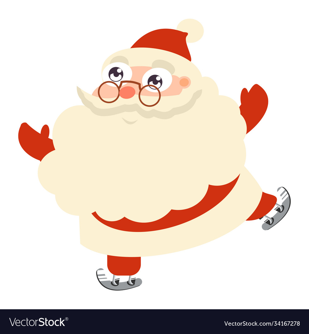 Santa claus skating on ice cartoon icon