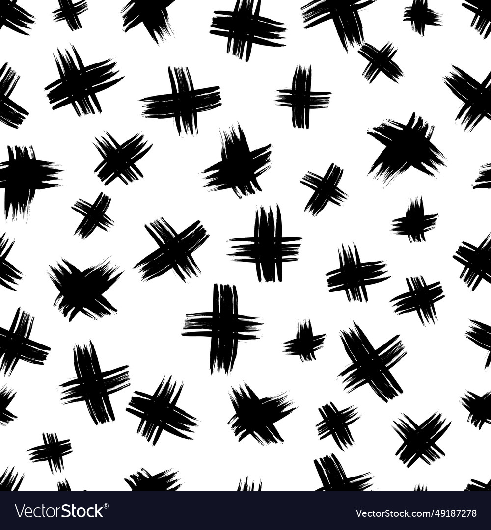 Seamless pattern with hand drawn cross symbols