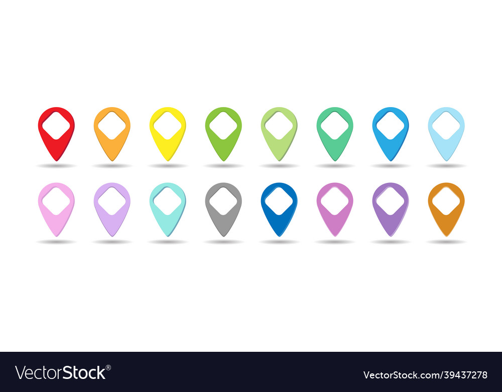Set of colored dots or pointers for a map vector image Set of colored dots or pointers for a map