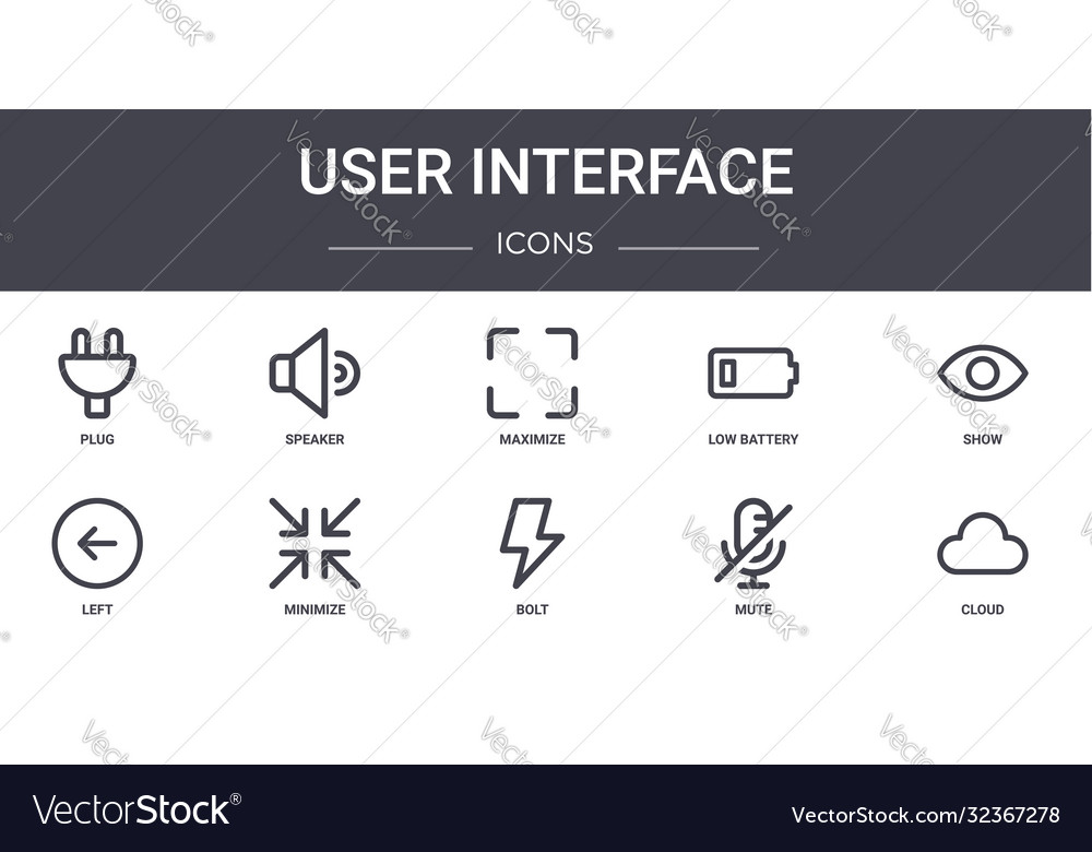 User interface concept line icons set contains vector image User interface concept line icons set contains