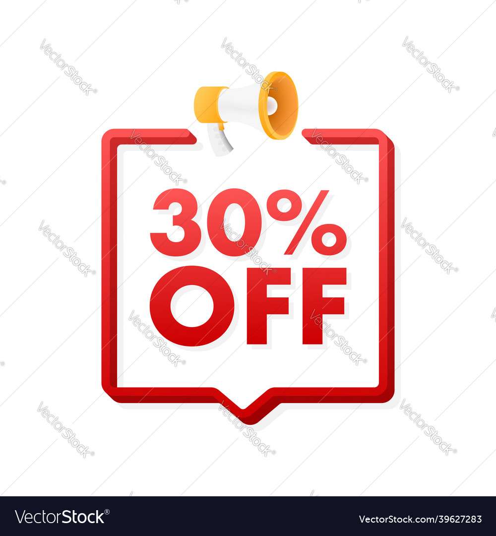 30 percent off sale discount banner with megaphone