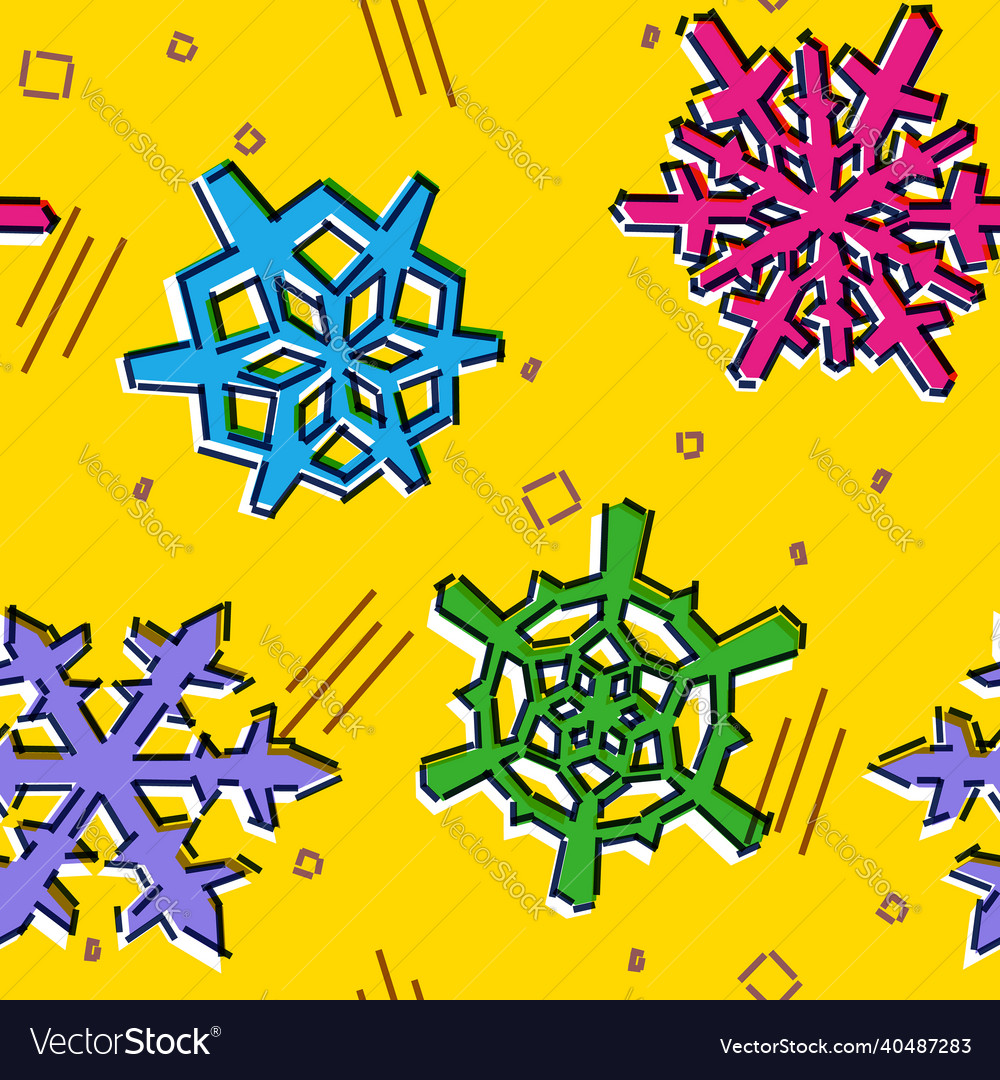 90s Memphis Snowflake Pattern