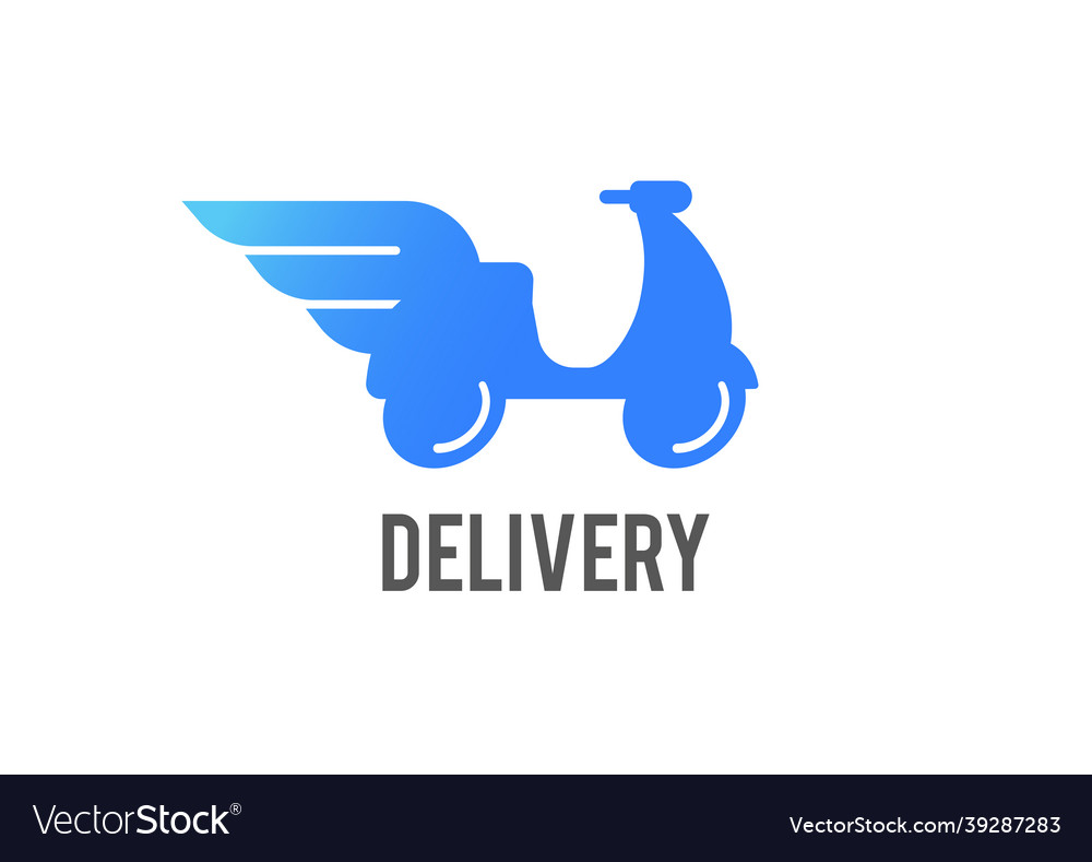 Blue Delivery Logo Scooter Bike With Wings Vector Image