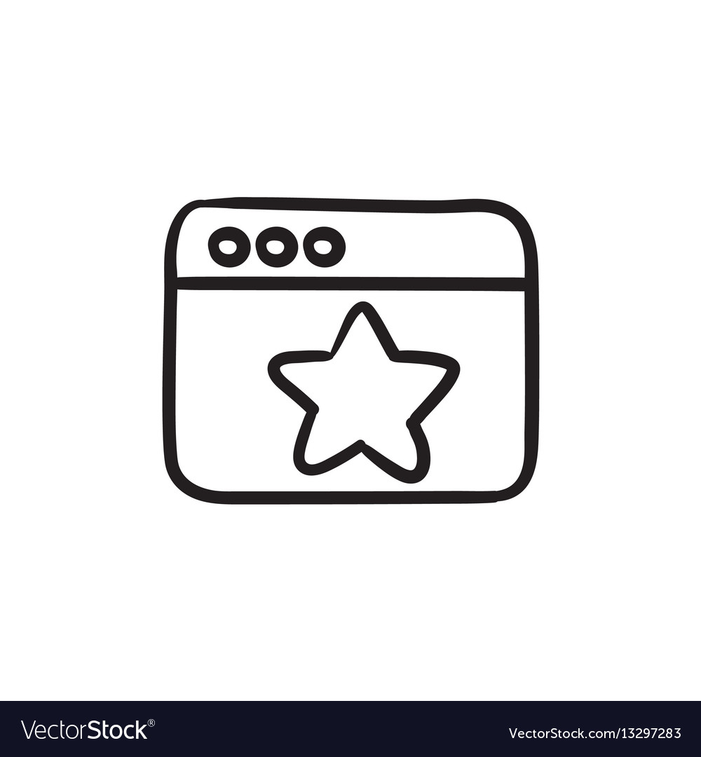 Browser window with star sign sketch icon