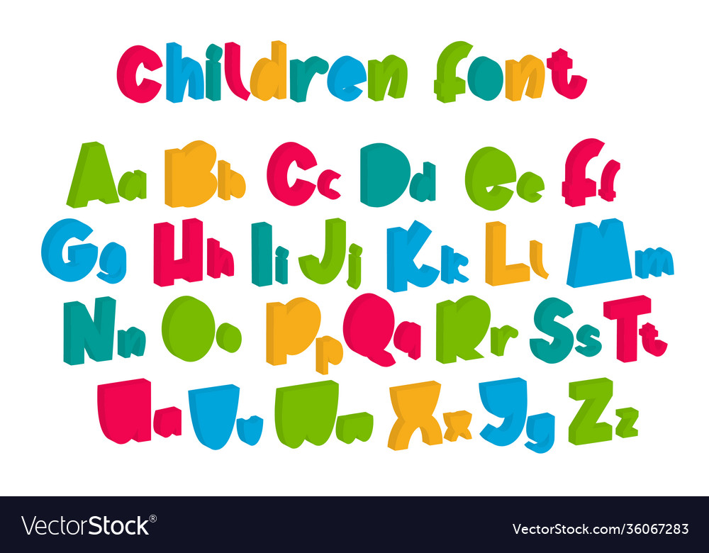 Children font in cartoon style Royalty Free Vector Image