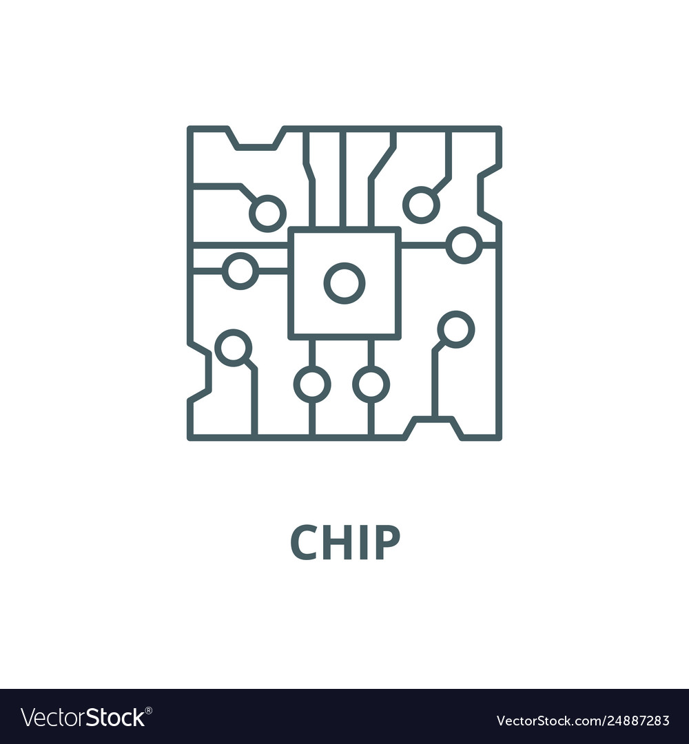 Chip line icon outline sign concept Royalty Free Vector