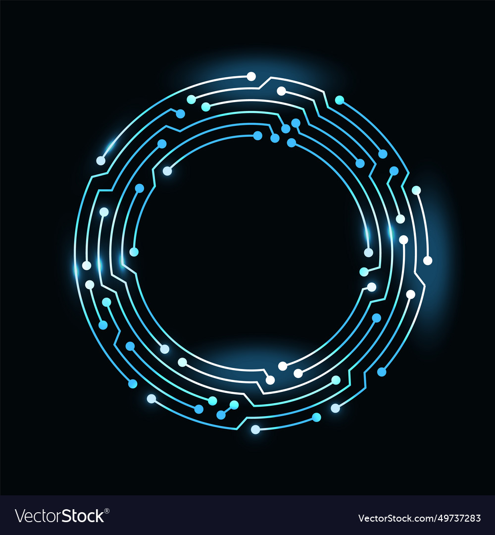 Circuit board circle frame abstract digital round vector image Circuit board circle frame abstract digital round