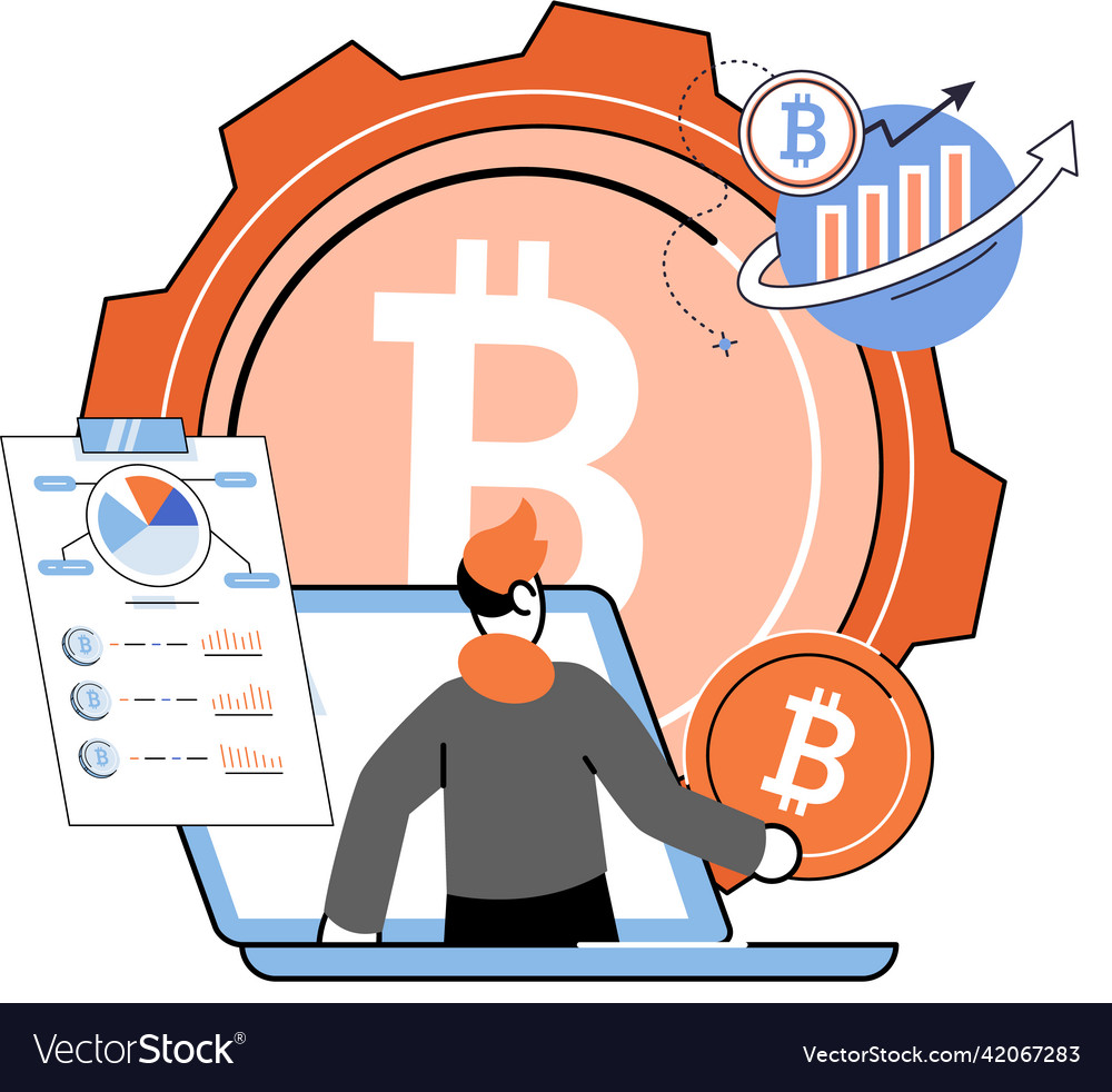 Cryptocurrency bitcoin mining metaphor blockchain Vector Image Cryptocurrency bitcoin mining metaphor blockchain