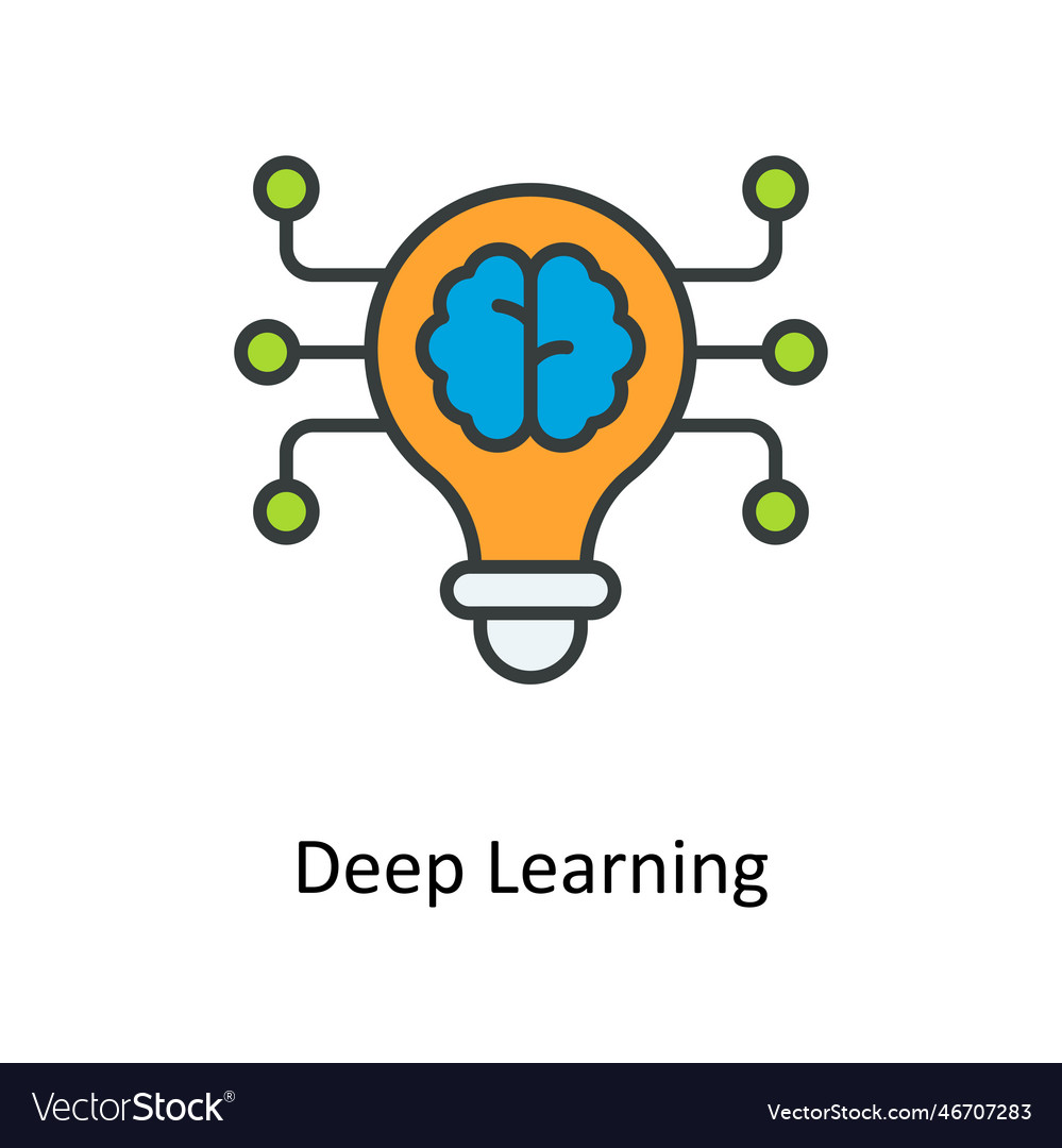 Deep learning fill outline icons simple s