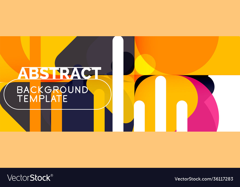 Flat geometric round shapes and dynamic lines vector image Flat geometric round shapes and dynamic lines