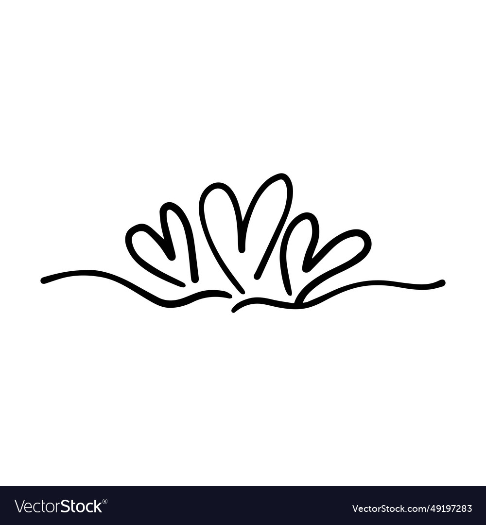 Hand drawn heart symbol divider border frame icon Vector Image