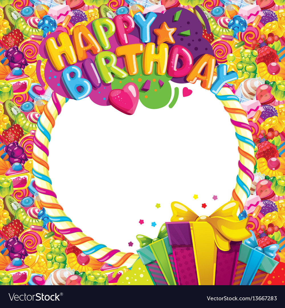 Happy birthday color frame Royalty Free Vector Image