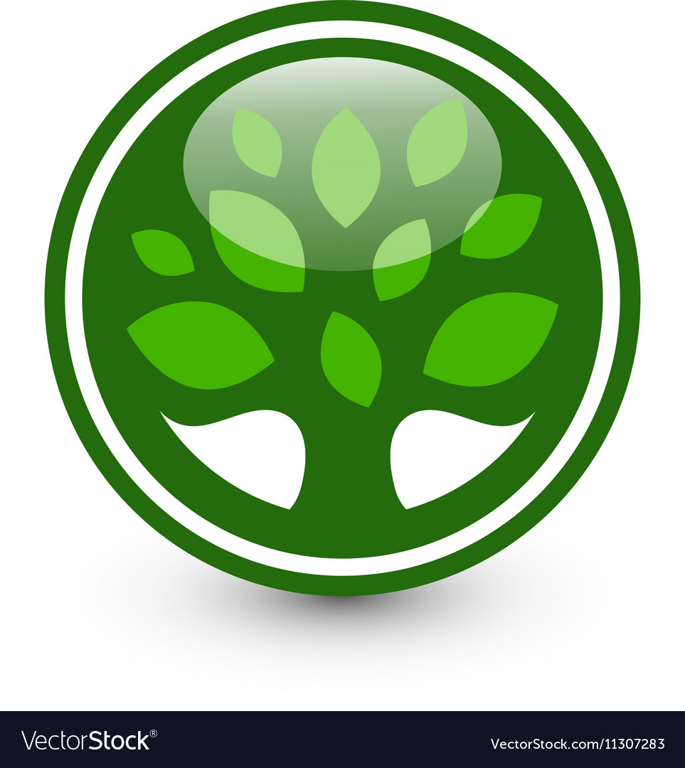 Isolated abstract green color round shape tree