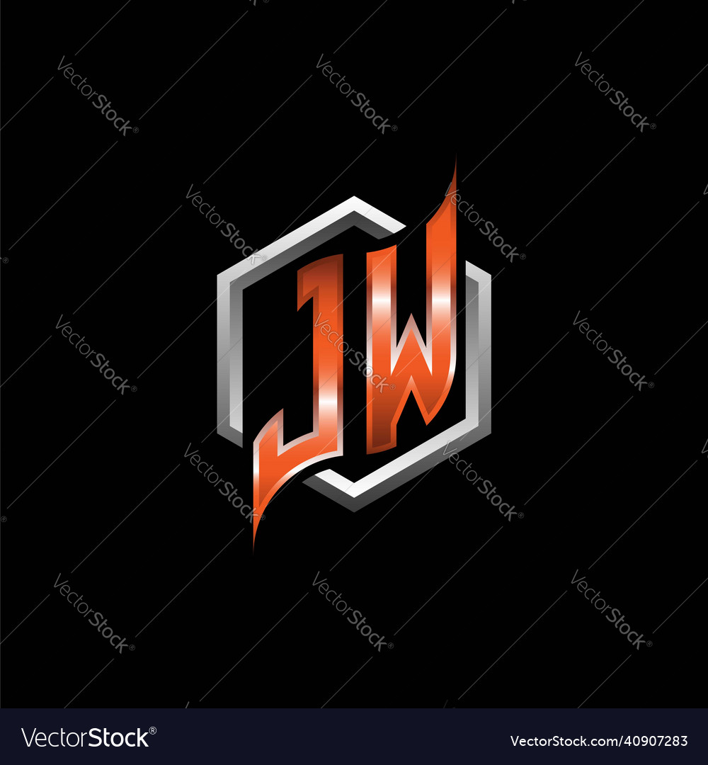 Jw monogram geometric orange with hexagonal Vector Image Jw monogram geometric orange with hexagonal