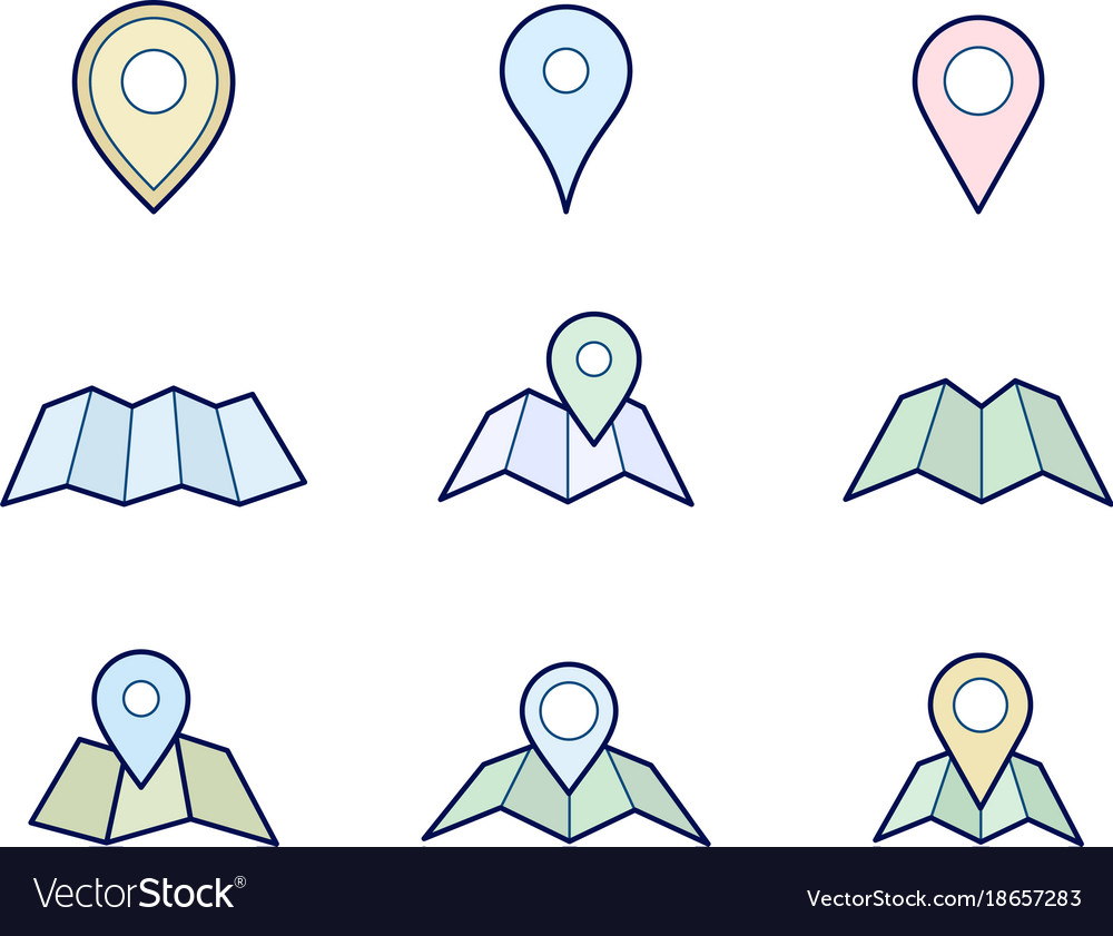 Navigation map and pin icons