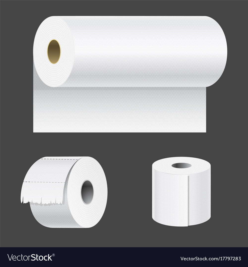 Realistic paper roll mock up set isolated