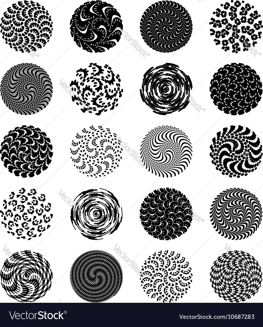 Set of 20 circular textures Royalty Free Vector Image