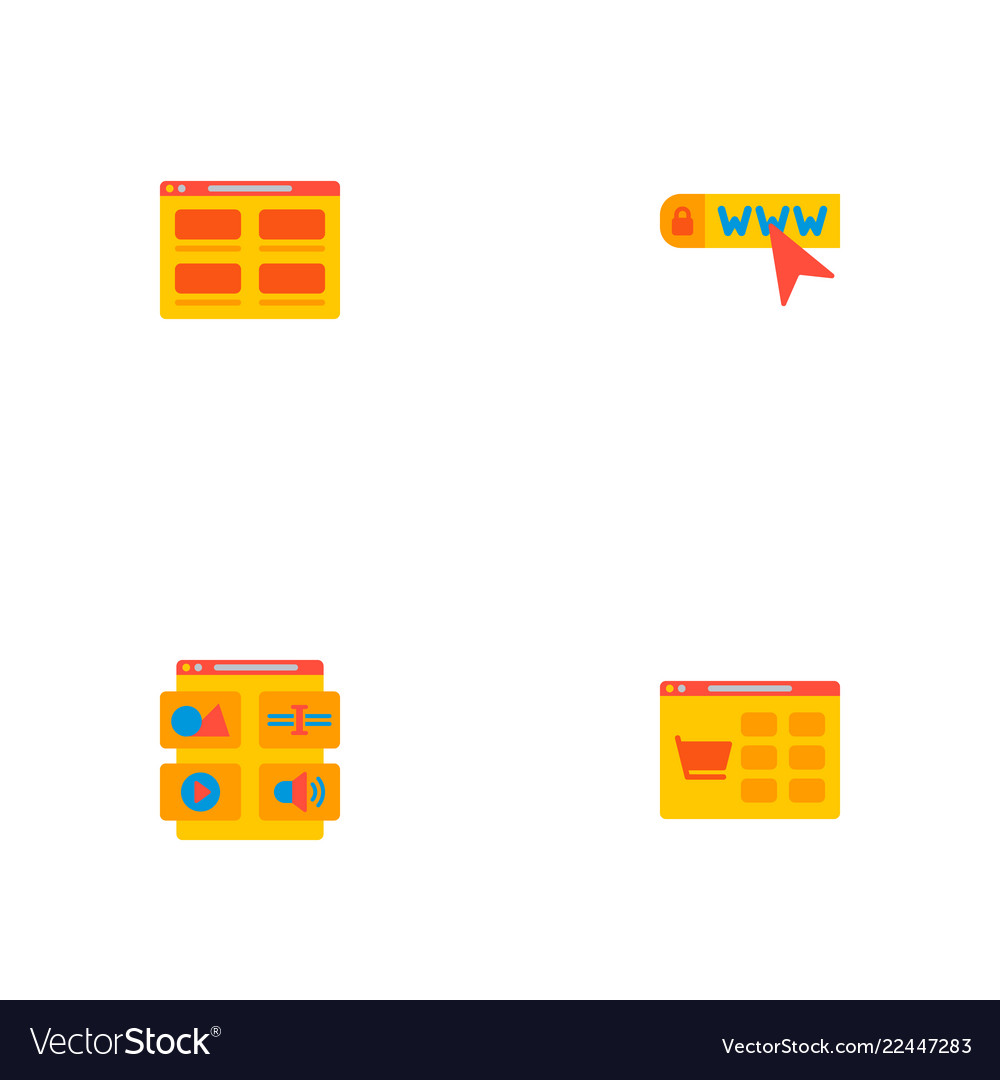 Set of website development icons flat style vector image Set of website development icons flat style