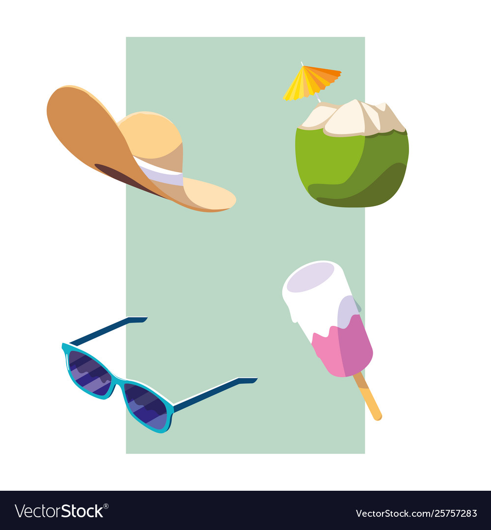 Summer and vacation icon set design