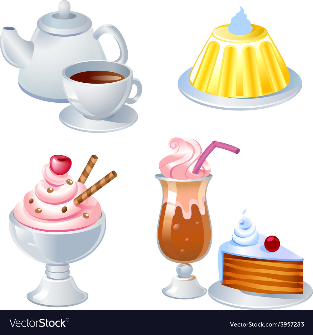 Sweet food and drinks Royalty Free Vector Image