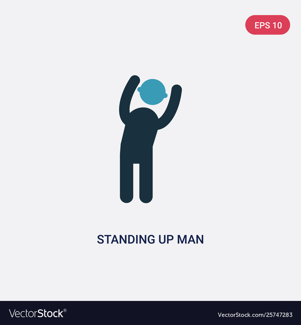 Two color standing up man icon from people