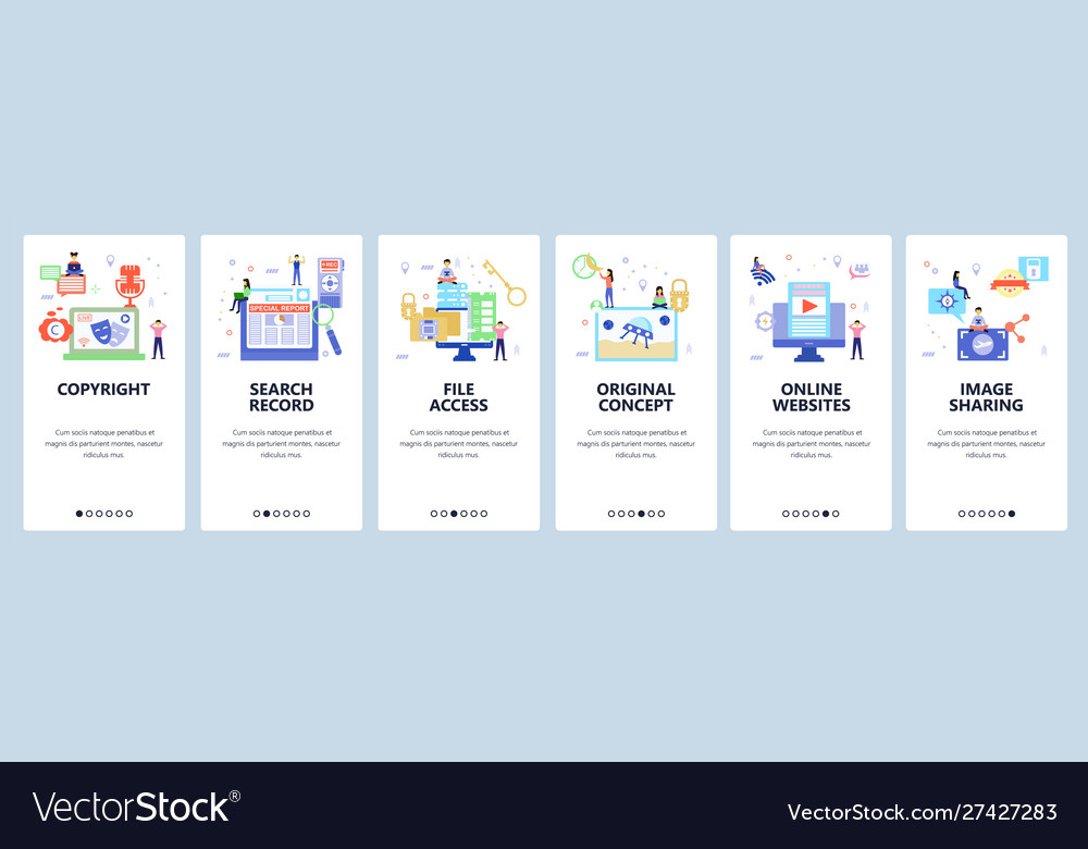 Website and mobile app onboarding screens
