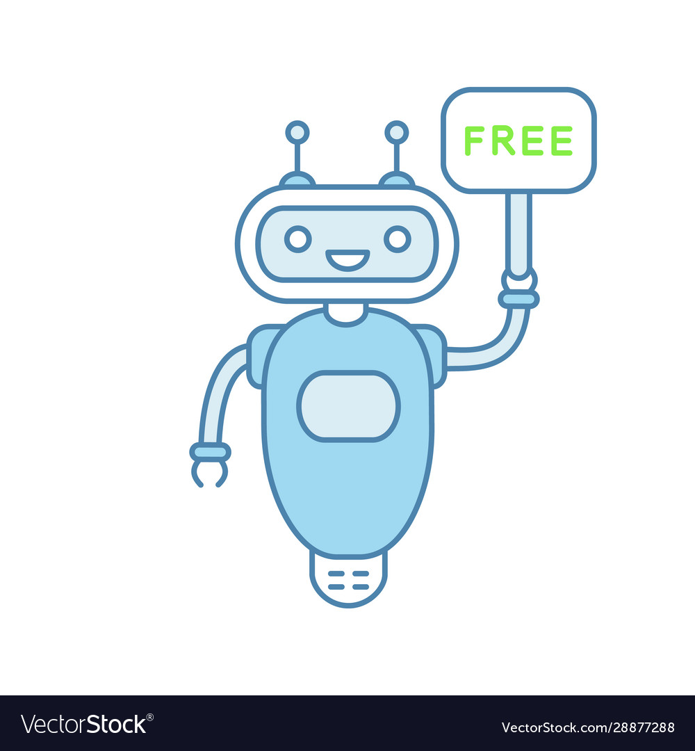Chatbot with free in speech bubble color icon vector image Chatbot with free in speech bubble color icon