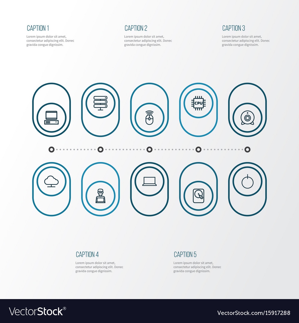 Computer outline icons set collection of storage