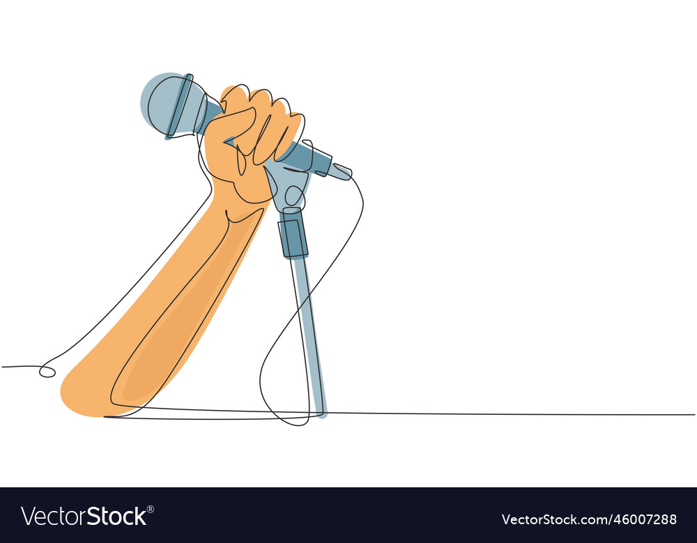 Continuous one line drawing singer using vector image Continuous one line drawing singer using